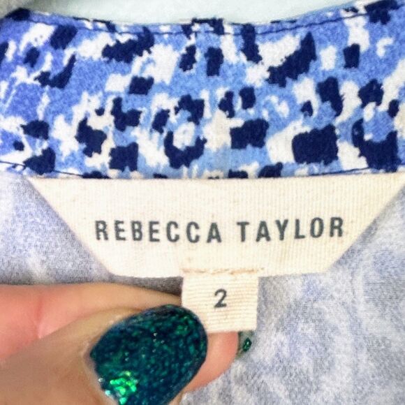 Rebecca Taylor Leo Fever Blue Leopard Silk Romper Short Jumpsuit Sleeveless sz 2 - Picture 14 of 16